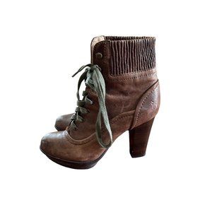 Frye Mimi Lace Up Heeled Boots Shoes Women's Size 7.5 M Brown